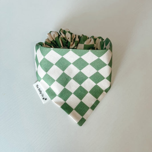 Green Checkered Scrunchie Bandana