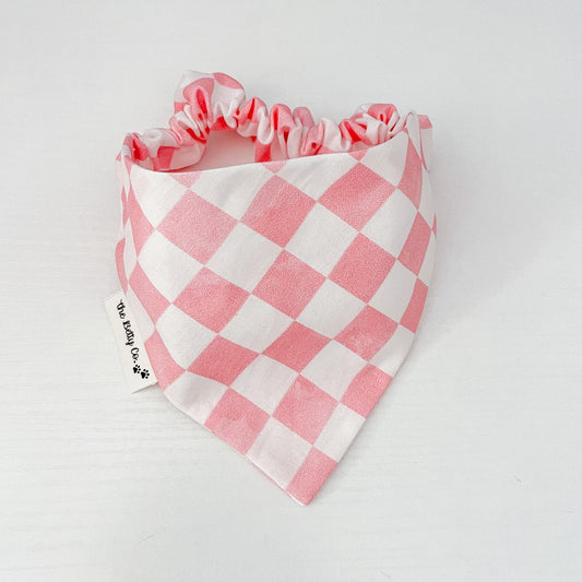 Pink Checkered Scrunchie Bandana