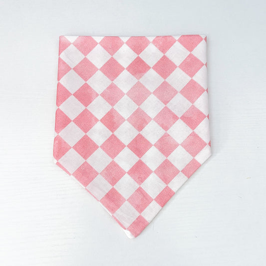 Pink Checkered Dog Bandana